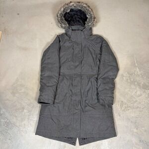 The North Face Arctic Parka Gray Faux Fur Hood Winter Coat Womens Small